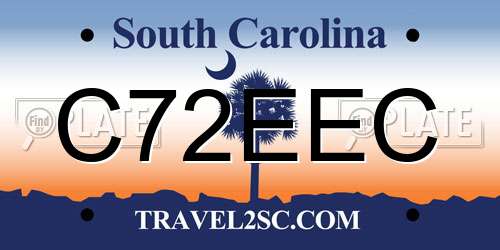 C72EEC South Carolina License Plate