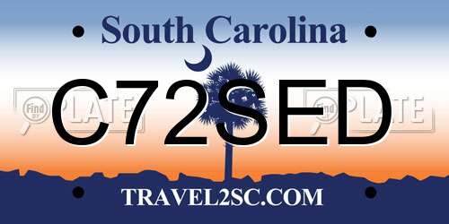 C72SED South Carolina License Plate