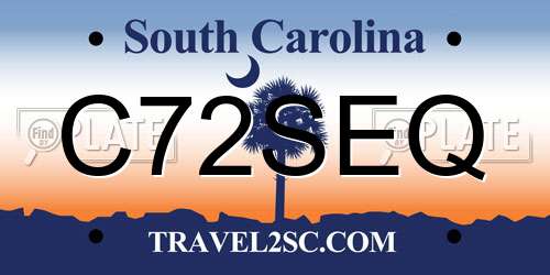 C72SEQ South Carolina License Plate