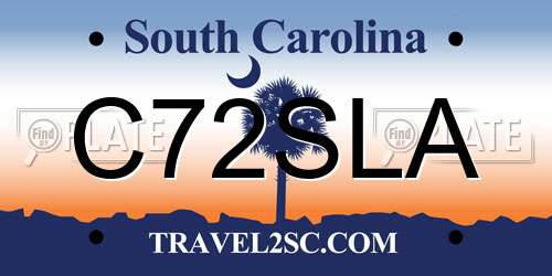 C72SLA South Carolina License Plate