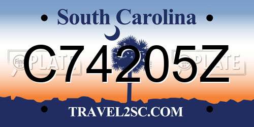 C74205Z South Carolina License Plate