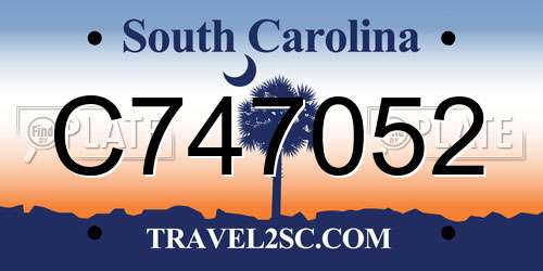 C747052 South Carolina License Plate