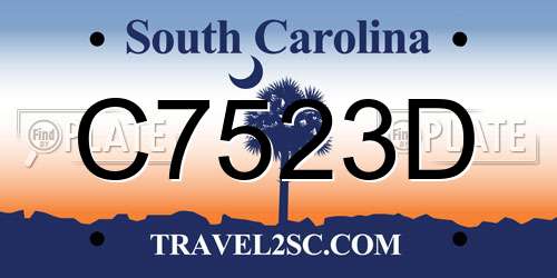 C7523D South Carolina License Plate