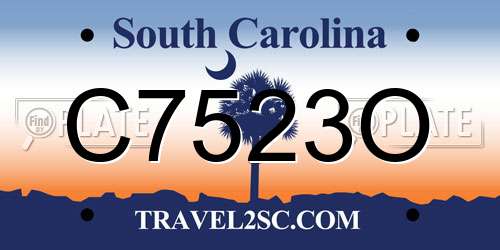 C7523O South Carolina License Plate