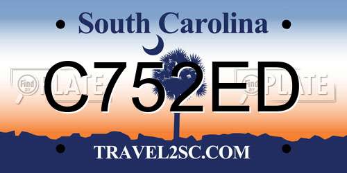 C752ED South Carolina License Plate