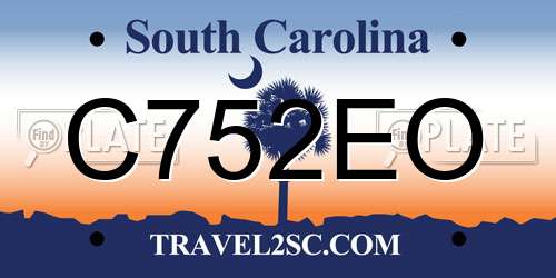 C752EO South Carolina License Plate