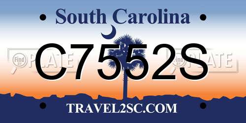 C7552S South Carolina License Plate