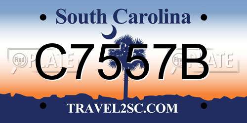 C7557B South Carolina License Plate