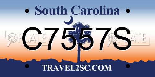 C7557S South Carolina License Plate