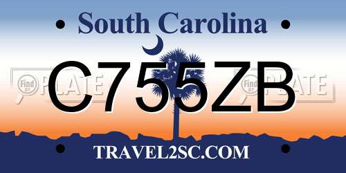 C755ZB South Carolina License Plate