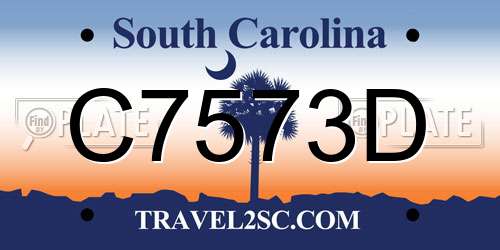 C7573D South Carolina License Plate