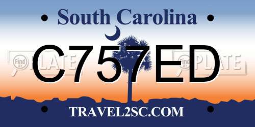 C757ED South Carolina License Plate