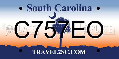 C757EO South Carolina License Plate