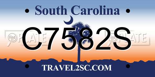 C7582S South Carolina License Plate