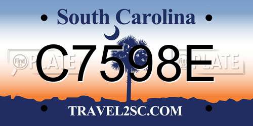 C7598E South Carolina License Plate