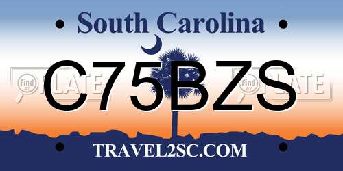 C75BZS South Carolina License Plate