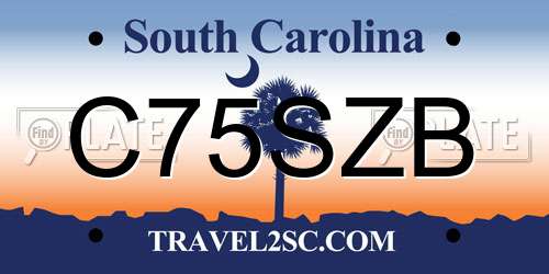 C75SZB South Carolina License Plate