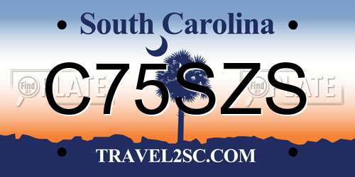 C75SZS South Carolina License Plate
