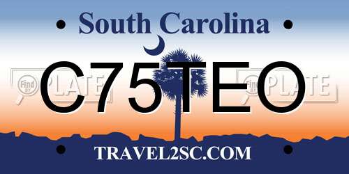 C75TEO South Carolina License Plate
