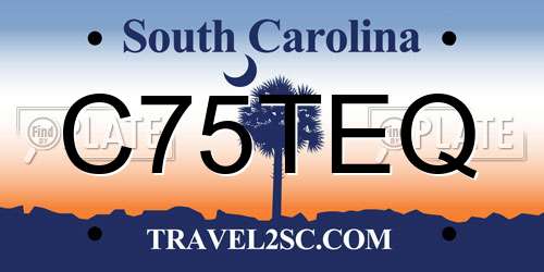C75TEQ South Carolina License Plate