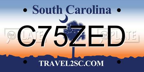C75ZED South Carolina License Plate