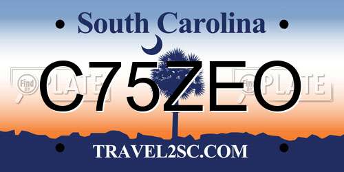 C75ZEO South Carolina License Plate