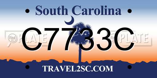 C7733C South Carolina License Plate