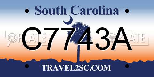 C7743A South Carolina License Plate