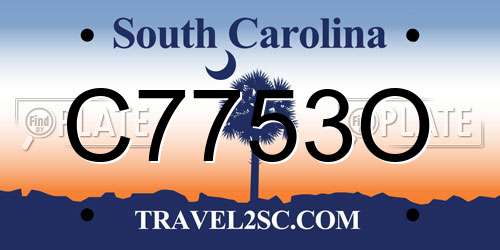 C7753O South Carolina License Plate