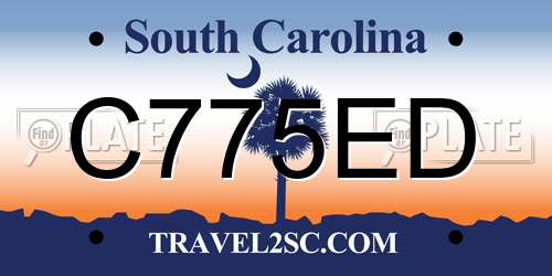C775ED South Carolina License Plate