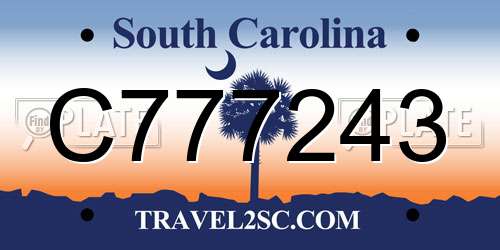 C777243 South Carolina License Plate
