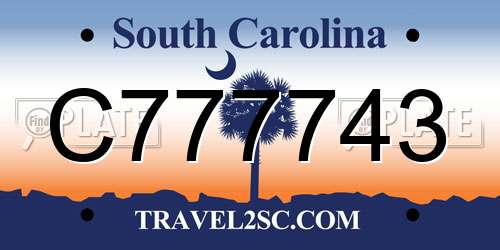 C777743 South Carolina License Plate