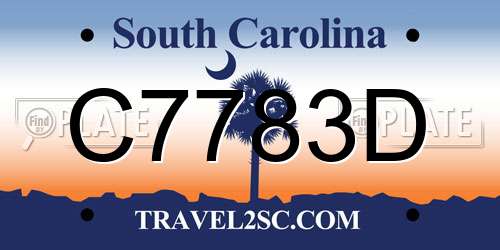 C7783D South Carolina License Plate