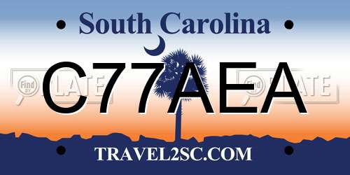 C77AEA South Carolina License Plate