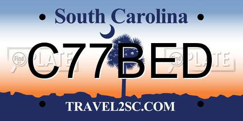 C77BED South Carolina License Plate