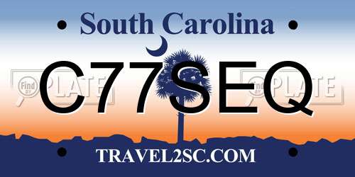 C77SEQ South Carolina License Plate