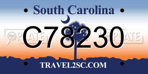 C78230 South Carolina License Plate