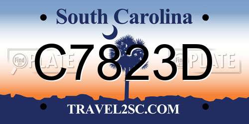 C7823D South Carolina License Plate