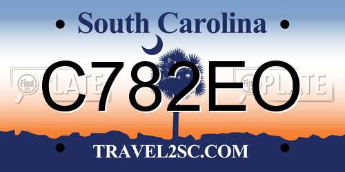 C782EO South Carolina License Plate