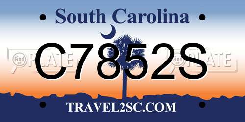 C7852S South Carolina License Plate