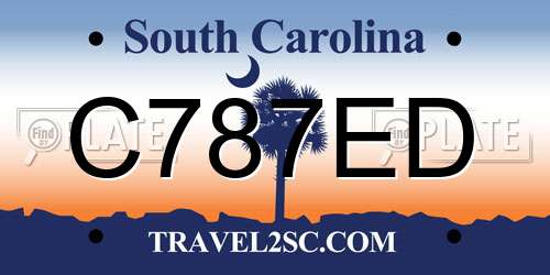 C787ED South Carolina License Plate