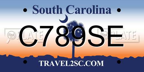C789SE South Carolina License Plate