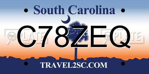 C78ZEQ South Carolina License Plate