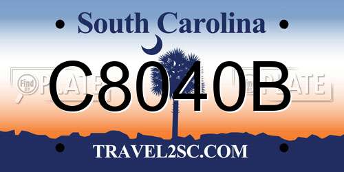 C8040B South Carolina License Plate
