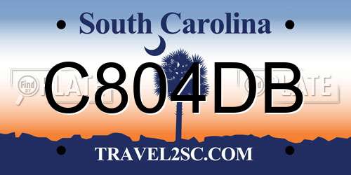 C804DB South Carolina License Plate