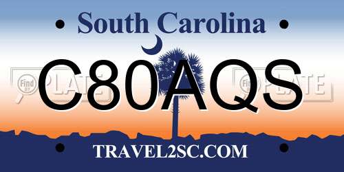C80AQS South Carolina License Plate