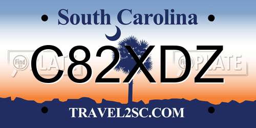 C82XDZ South Carolina License Plate