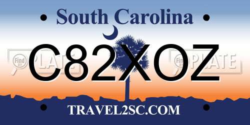 C82XOZ South Carolina License Plate