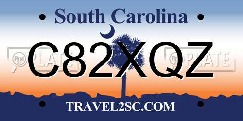 C82XQZ South Carolina License Plate