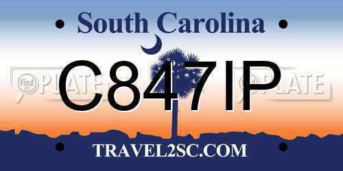C847IP South Carolina License Plate